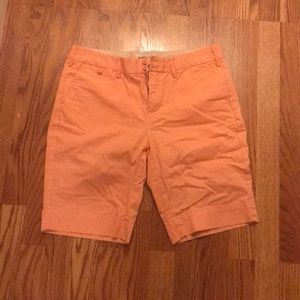 Orange (coral) Bermuda shorts— George and Martha